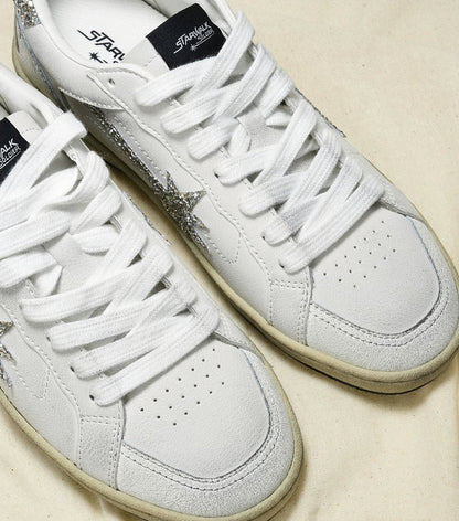 White Glitter Meteor Distressed Sneakers