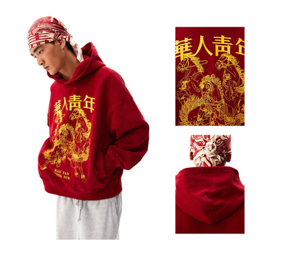 Entspannter Pullover-Hoodie mit Pferdedruck
