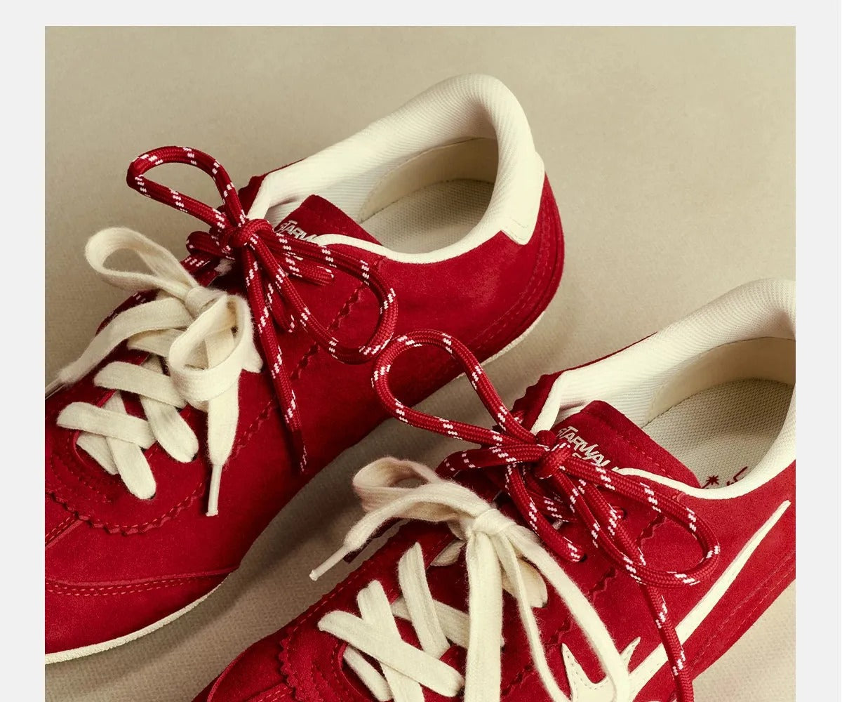 red training shoes top angle