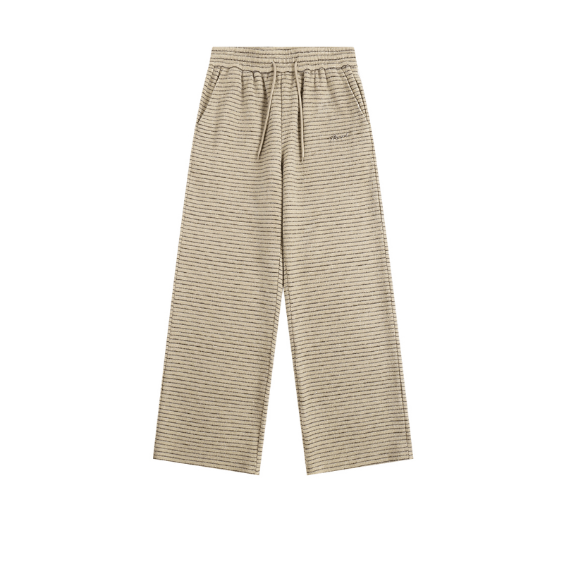 Men's women's beige sweatpants - retro athletic joggers with elastic waist pocket casual