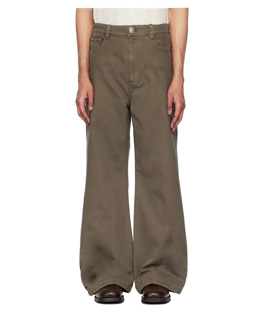 Women's men's distressed flare pants brown - retro 70s vintage jeans wide leg bootcut trousers