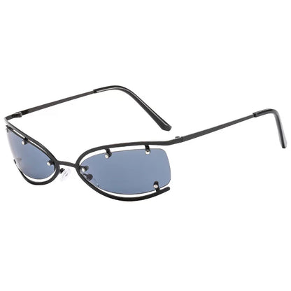 Black Retro Rectangular Metal Glasses