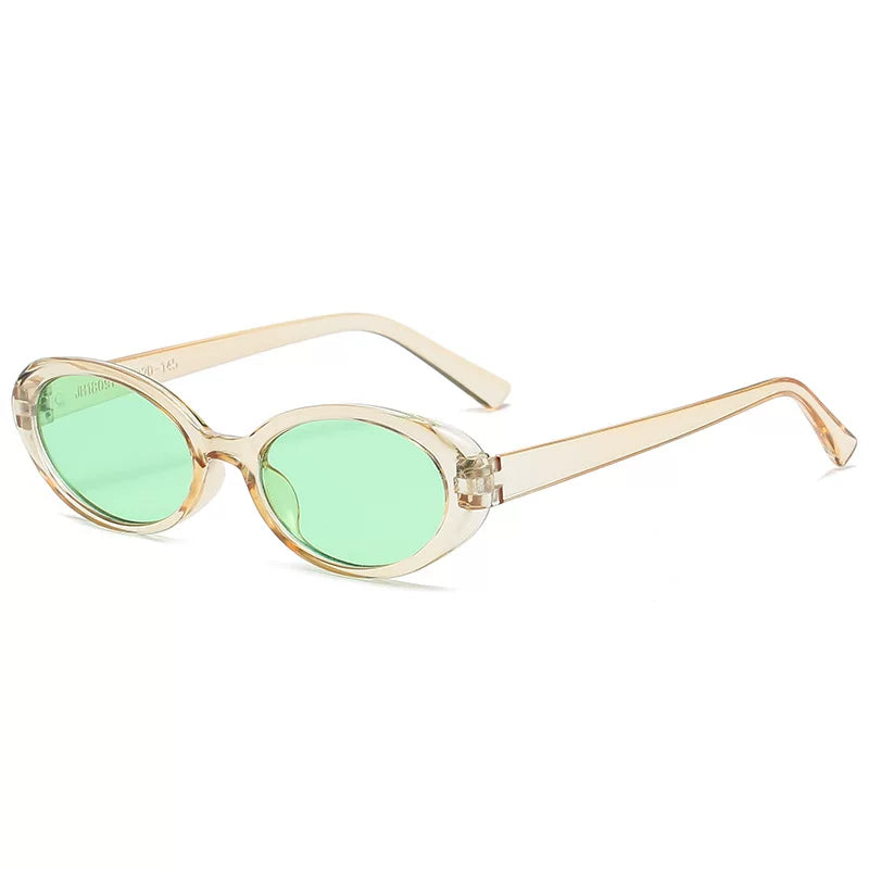 Clear Champagne Retro Small-Oval Sunglasses
