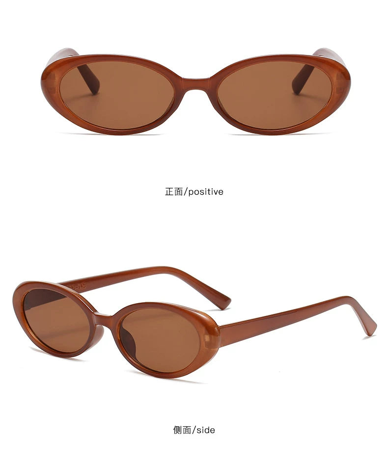 Brown Frame / Brown Lenses Retro Small-Oval Sunglasses