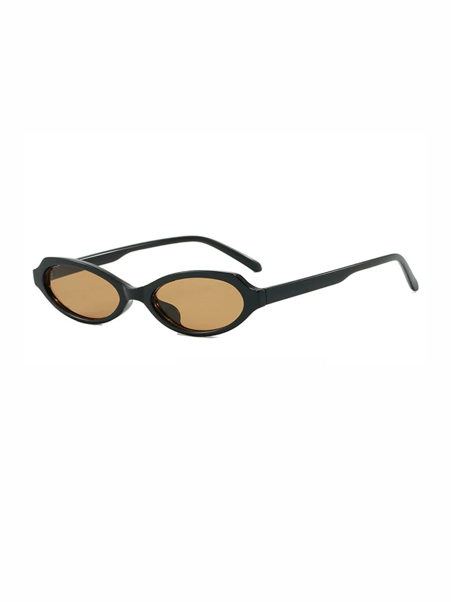 Retro Small-Square Sunglasses — Black frame with brown lenses, three-quarter view