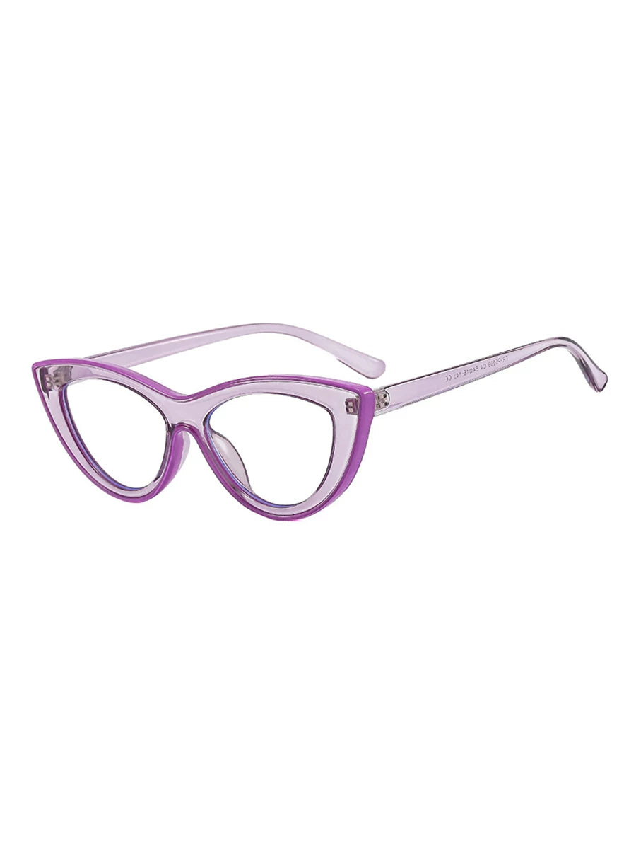 Lunettes œil-de-chat triangulaires rétro — coloris translucide, violet-rose