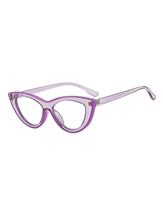 Translucent Purple-Pink Retro Triangular Cat-Eye Glasses