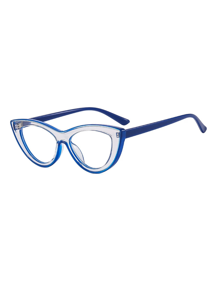 Lunettes œil-de-chat triangulaires rétro — coloris transparent, bleu