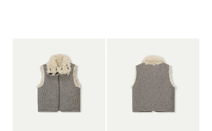 Reversible Plaid Horn Button Vest
