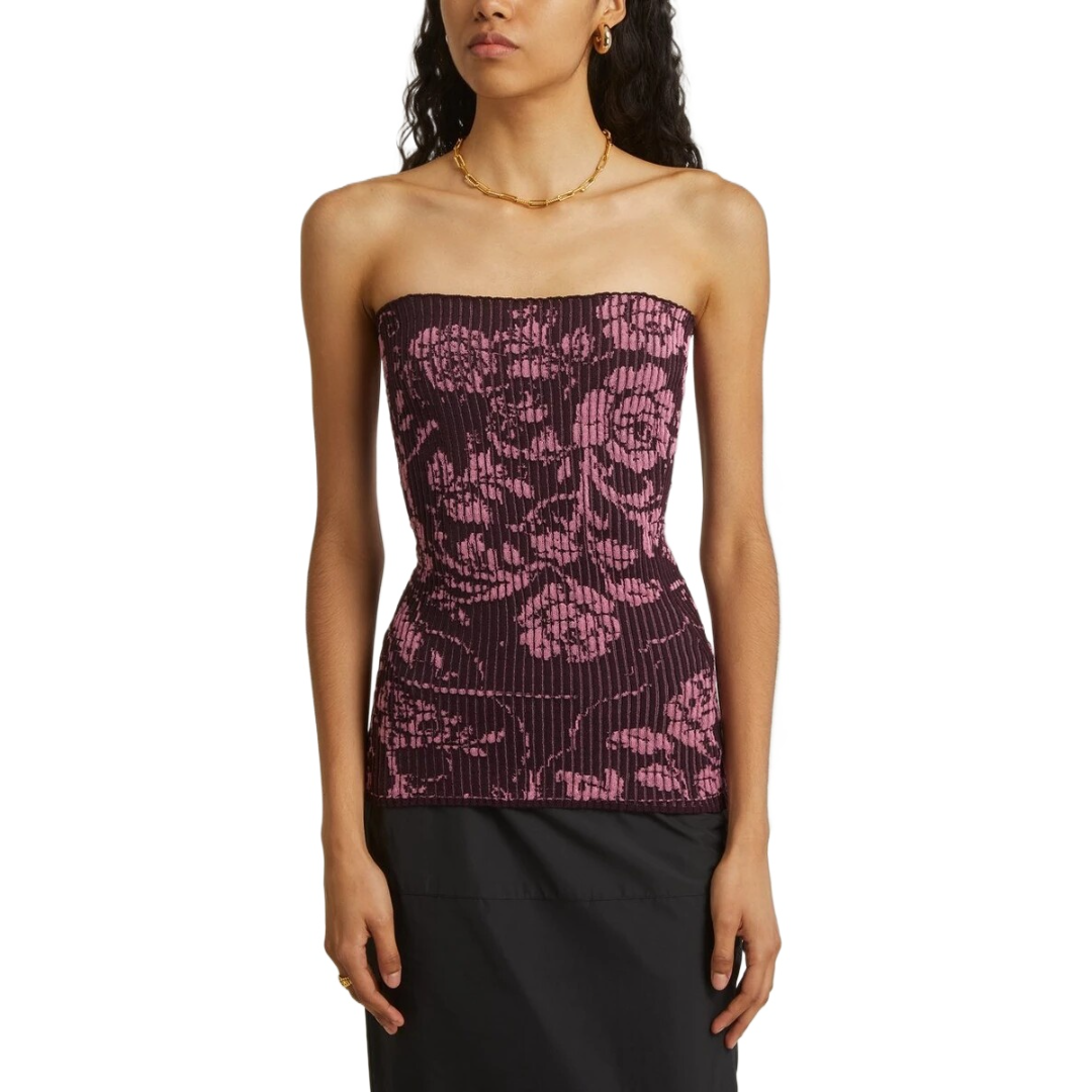 Rose Print Wrap Wool Vest