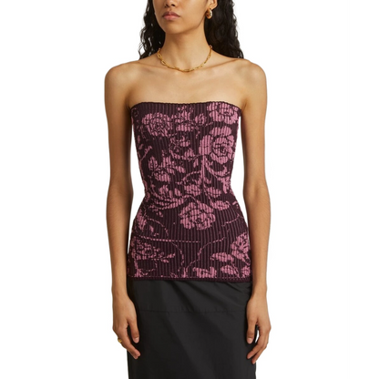 Rose Print Wrap Wool Vest