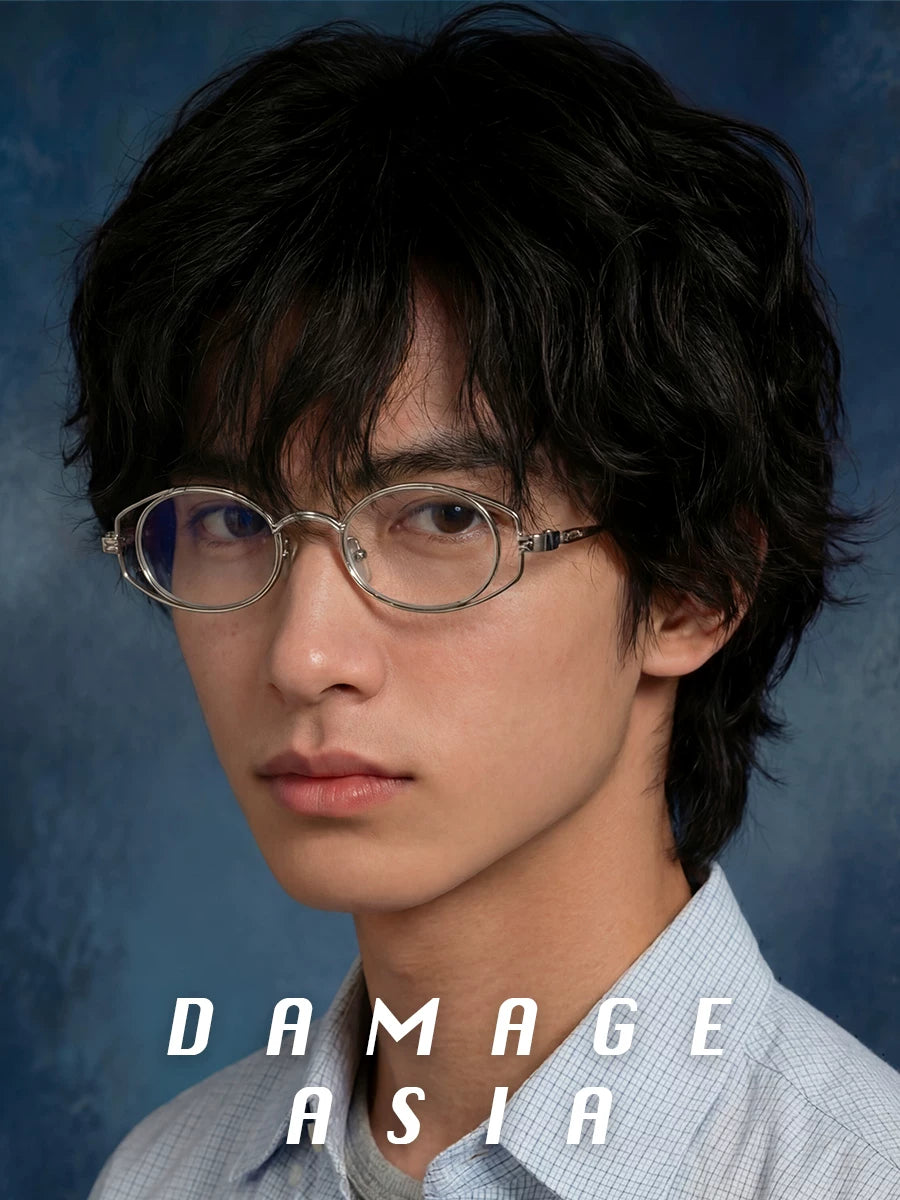 Round Metal Clear-Lens Glasses — Model wearing round clear-lens metal glasses