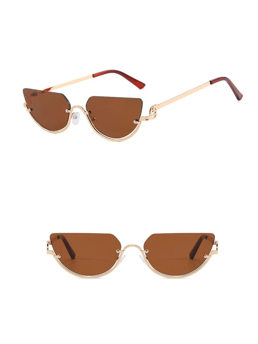 Brown Rounded Aviator Sunglasses