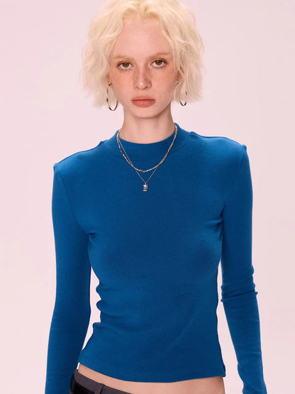 Semi-Turtleneck Knitted Bottoming Shirt