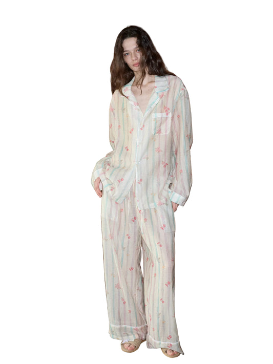 Sheer Floral Tencel Couples’ Pajama Set