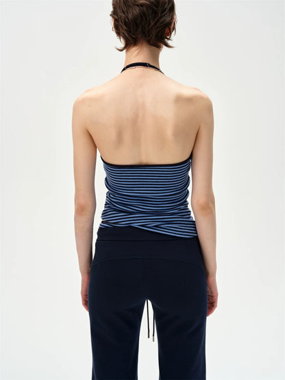 Slim Striped Halter Neck Tank Top