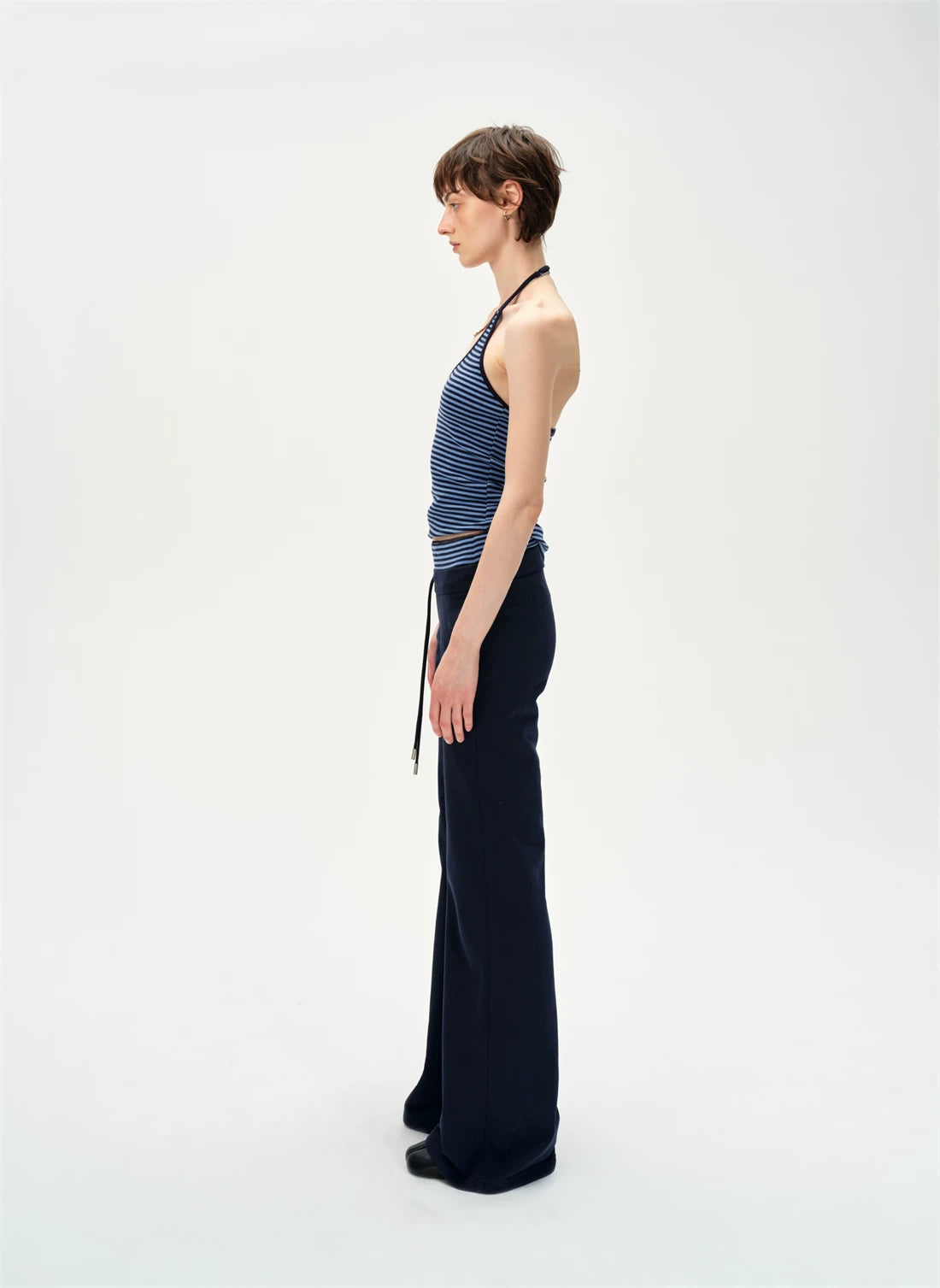 Slim Striped Halter Neck Tank Top