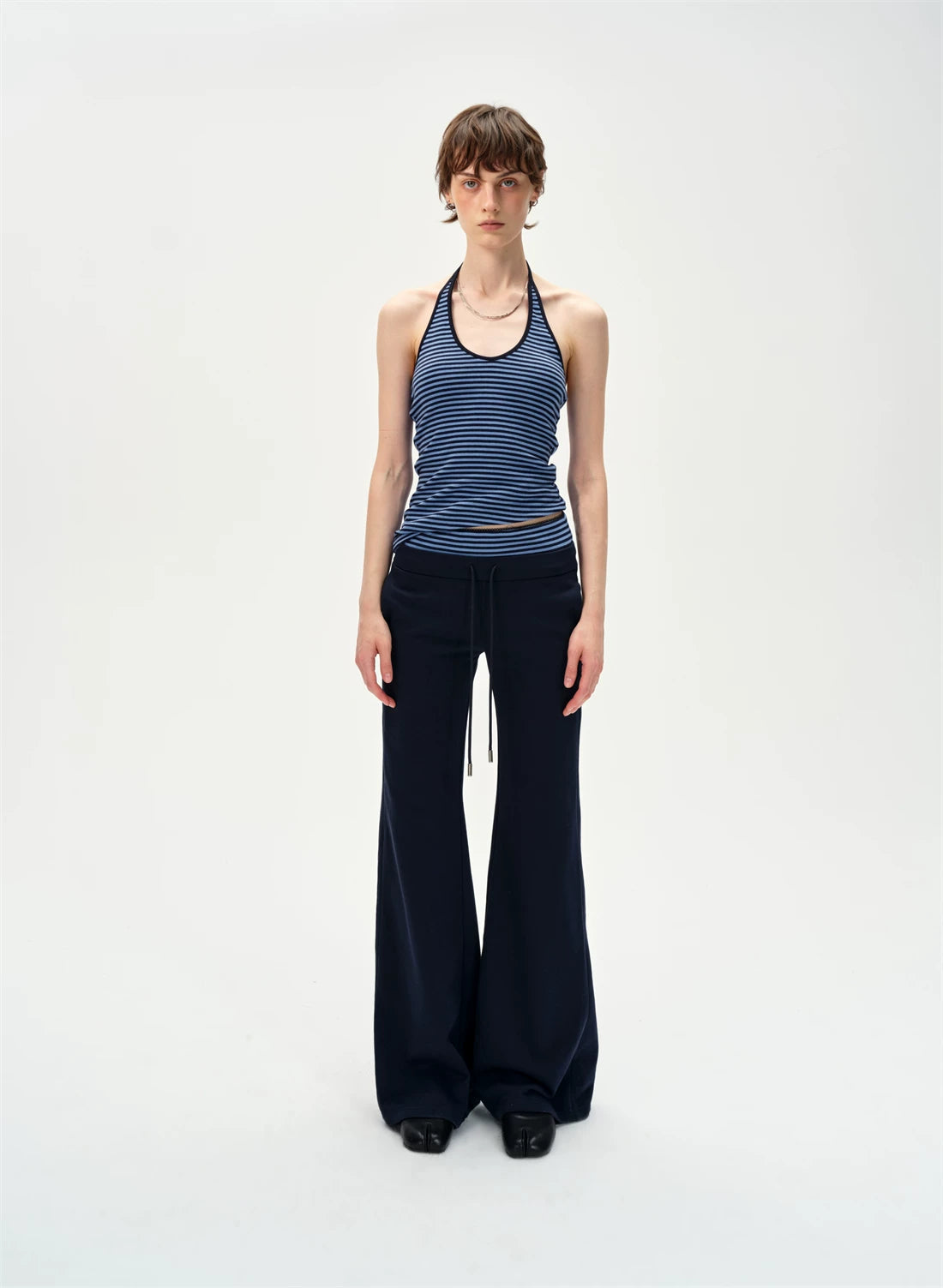 Slim Striped Halter Neck Tank Top