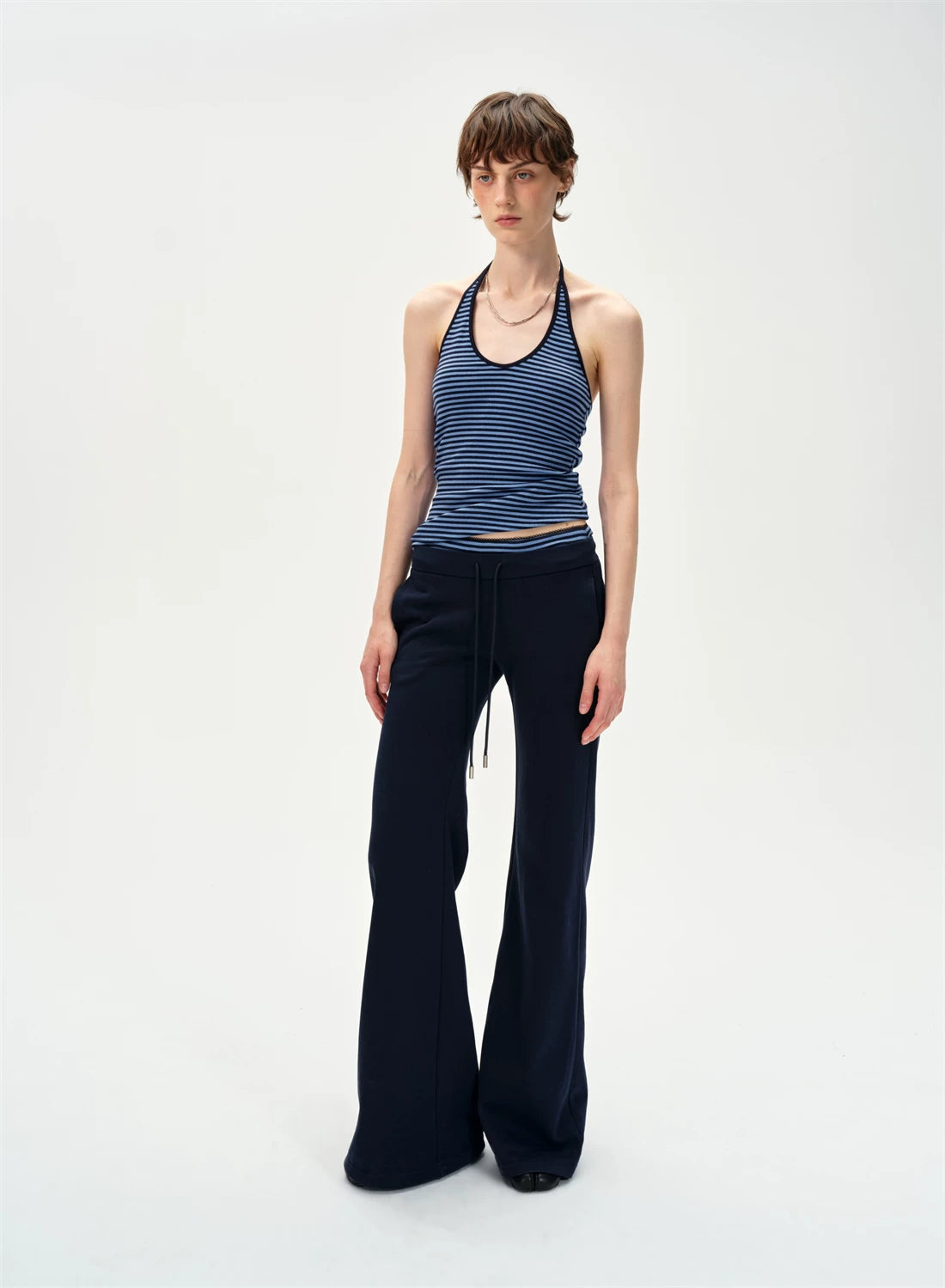 Slim Striped Halter Neck Tank Top