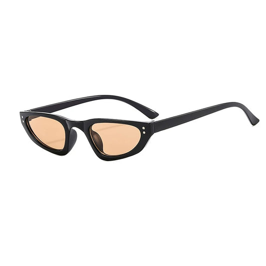 Small Triangular Sunglasses — Black triangular frame with brown lenses