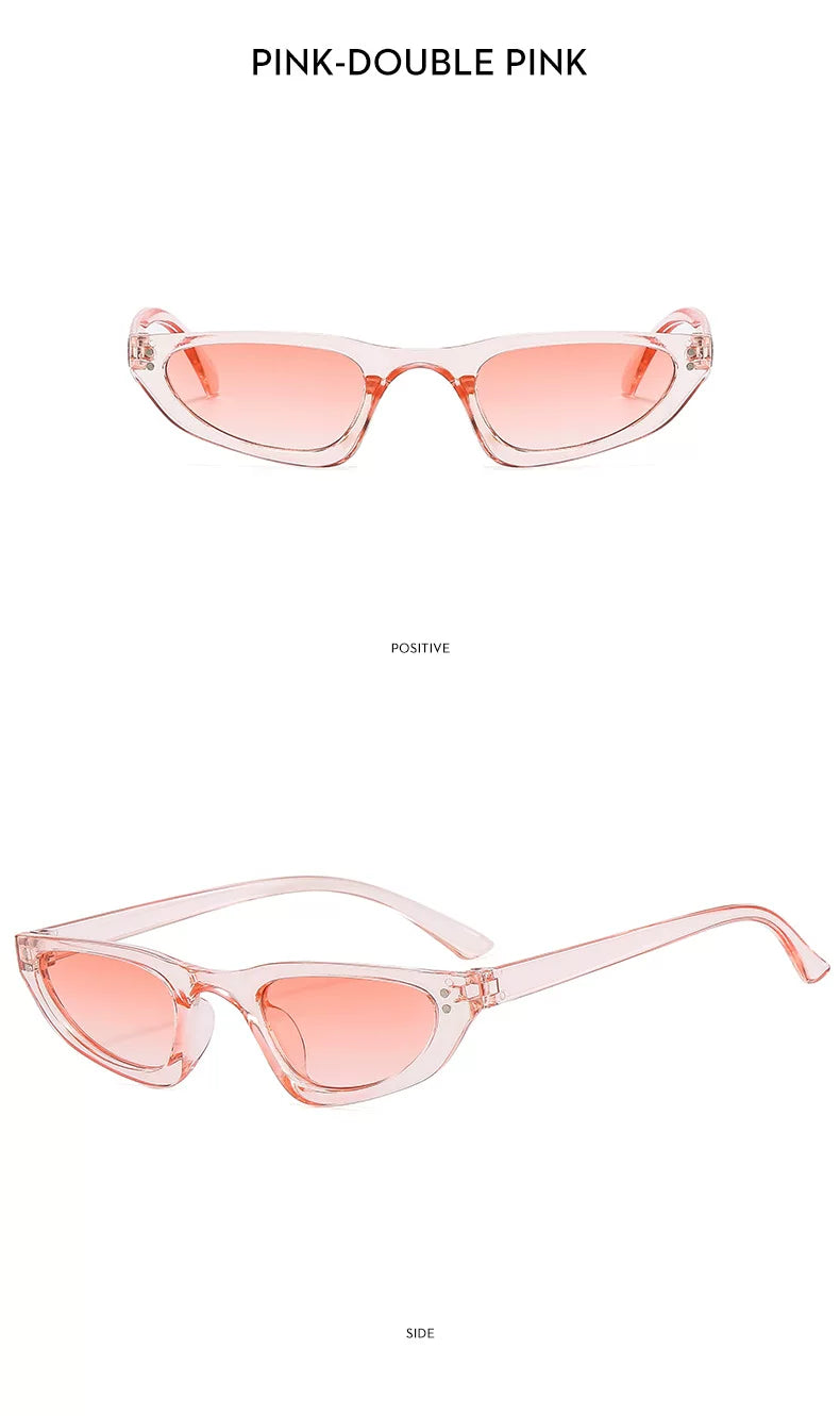 Petites lunettes de soleil triangulaires — coloris transparent, rose