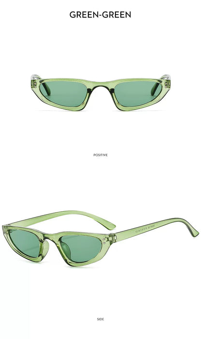 Petites lunettes de soleil triangulaires — coloris transparent, vert