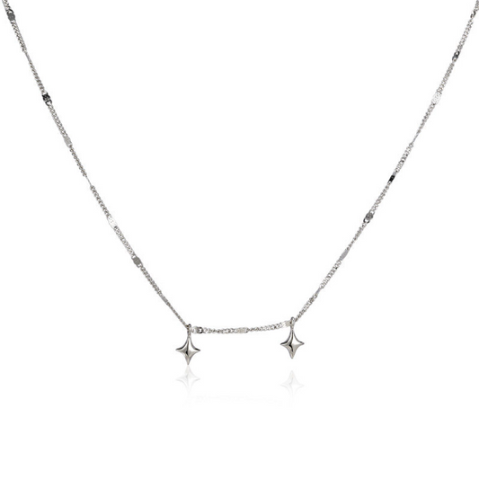 Sparkling Twin Star Crystal Collarbone Necklace