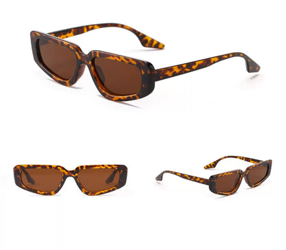 Square Cat-Eye Tinted Sunglasses — Tortoiseshell square cat-eye sunglasses in multiple views