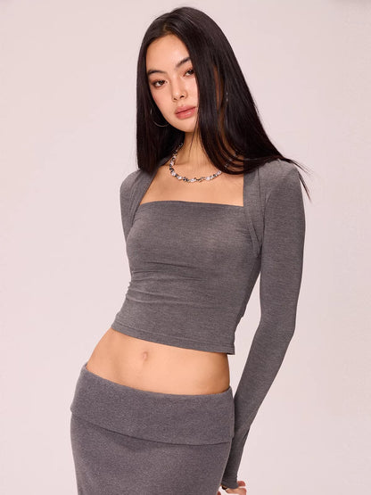 Square Neck Knit Base Layer Top