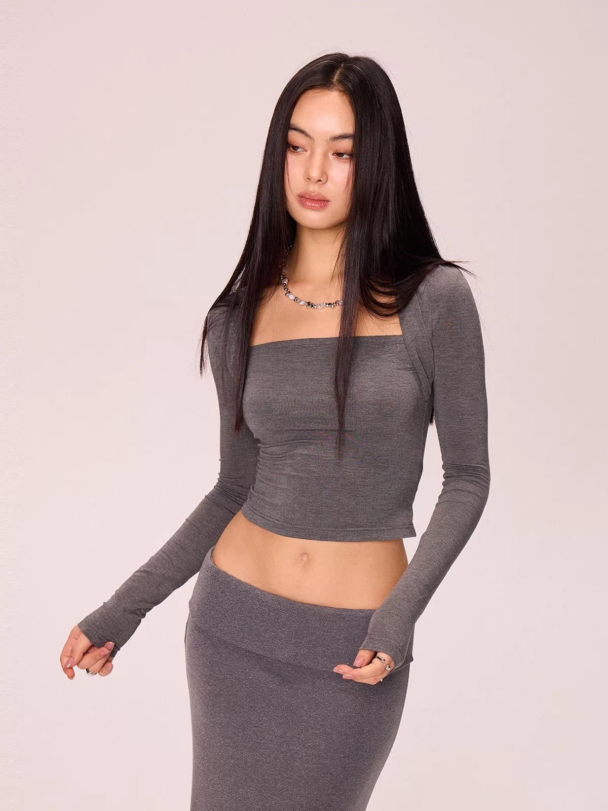 Square Neck Knit Base Layer Top