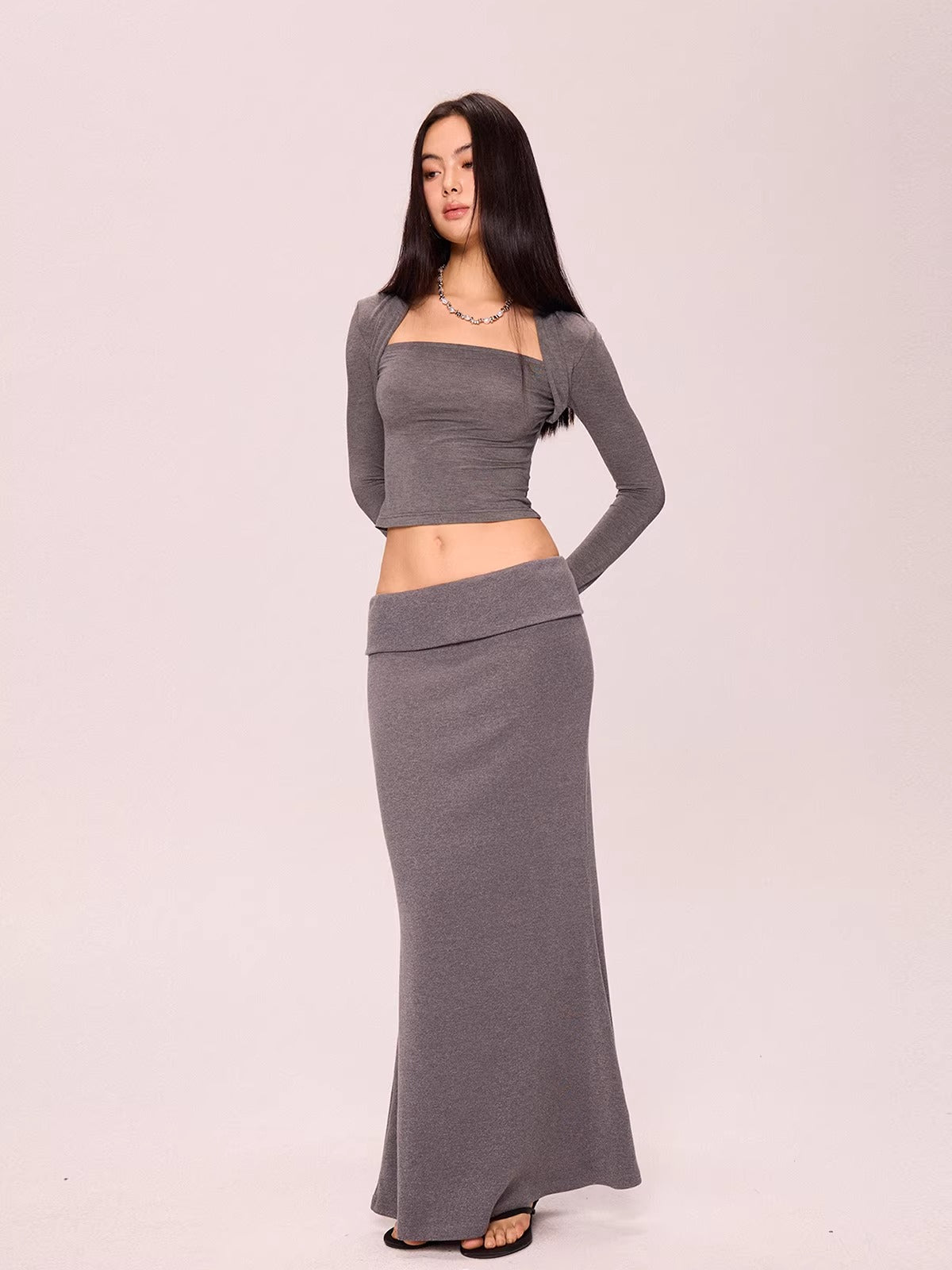 Square Neck Knit Base Layer Top