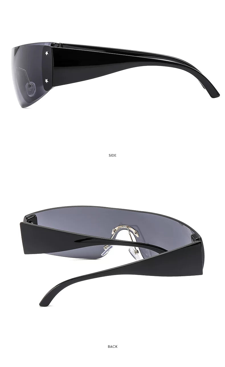 Lunettes de soleil masque à détails étoilés — coloris noir