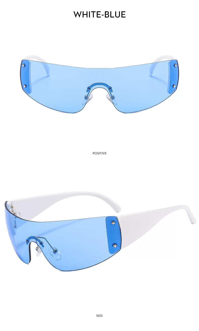 Lunettes de soleil masque à détails étoilés — coloris bleu