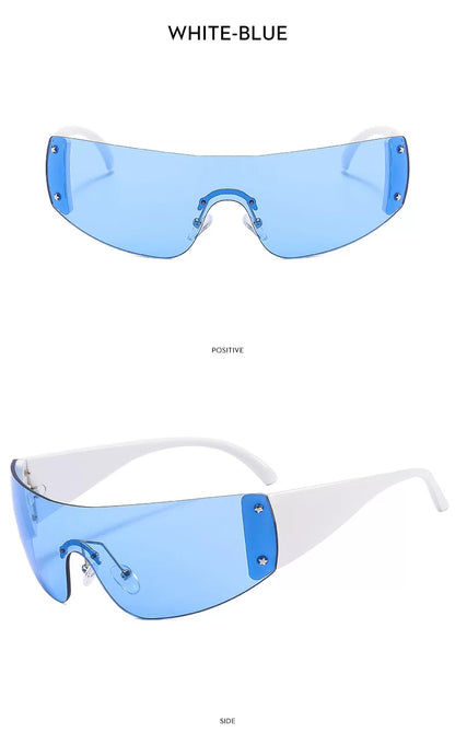 Lunettes de soleil masque à détails étoilés — coloris bleu