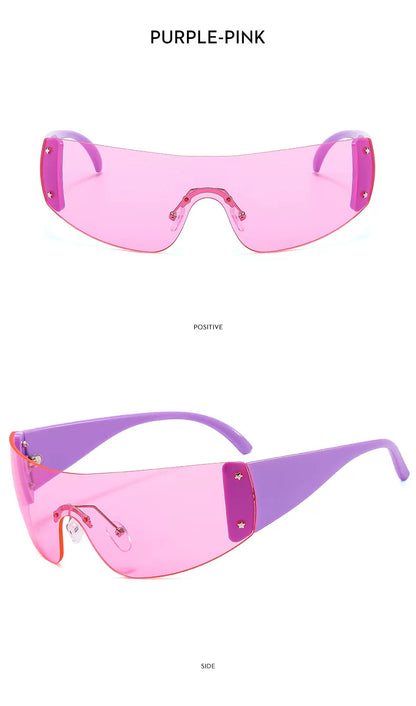 Lunettes de soleil masque à détails étoilés — coloris rose