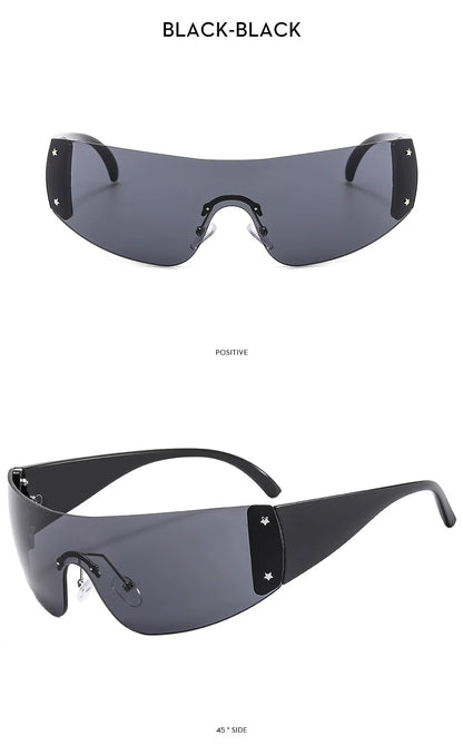 Lunettes de soleil masque à détails étoilés — coloris noir