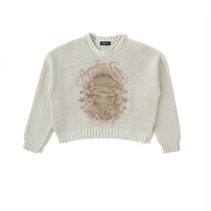Star Orbit Relaxed Cropped Sweater