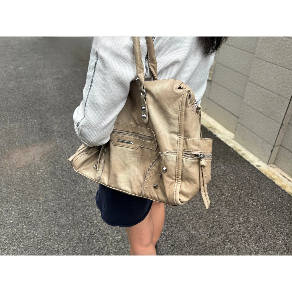 Studded Slouchy Shoulder Tote