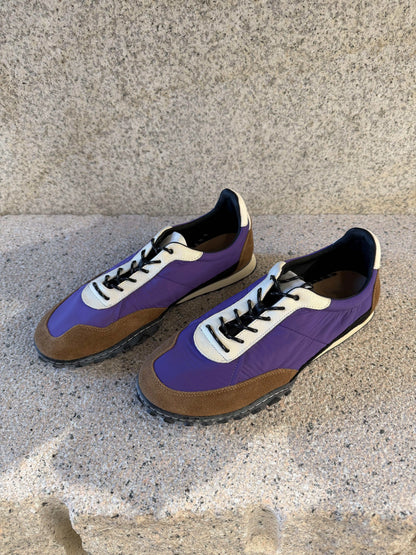 Suede Urban Trainer Sneakers — purple and olive pair, angled view