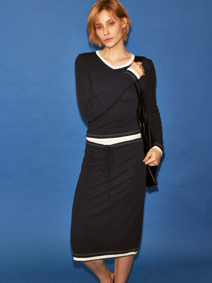 Tencel Modal Contrast Panel Skirt Set