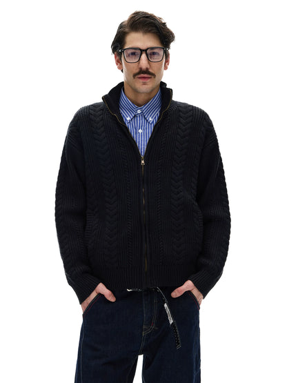 Textured Cable Knit Cardigan