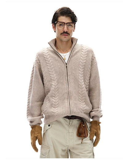 Textured Cable Knit Cardigan
