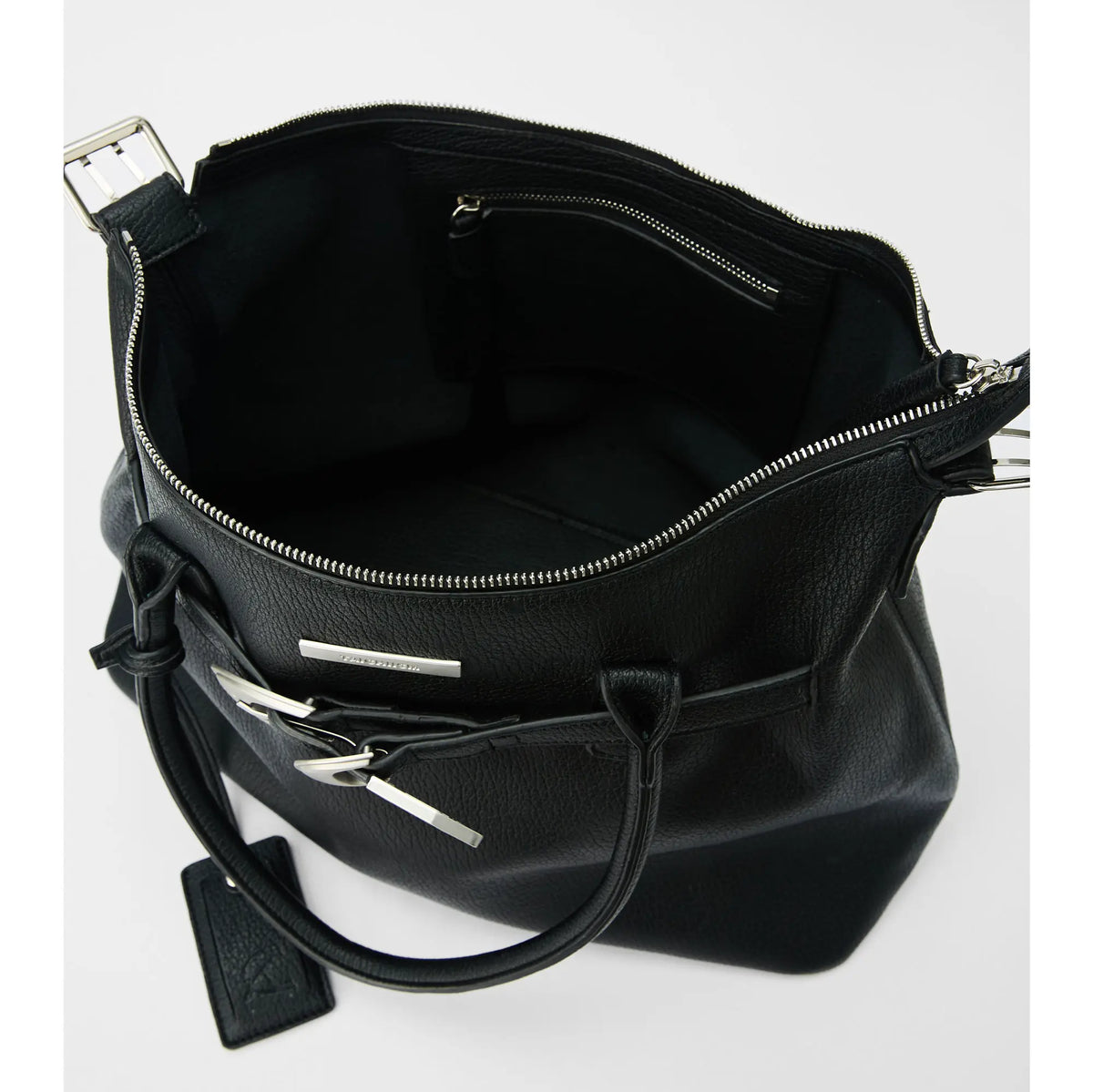 Textured Faux Leather Buckle Tote Bag