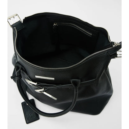 Textured Faux Leather Buckle Tote Bag