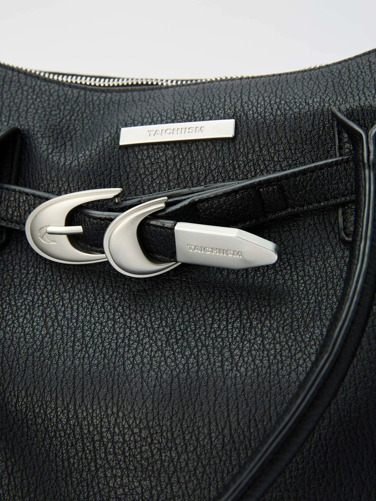 Textured Faux Leather Buckle Tote Bag