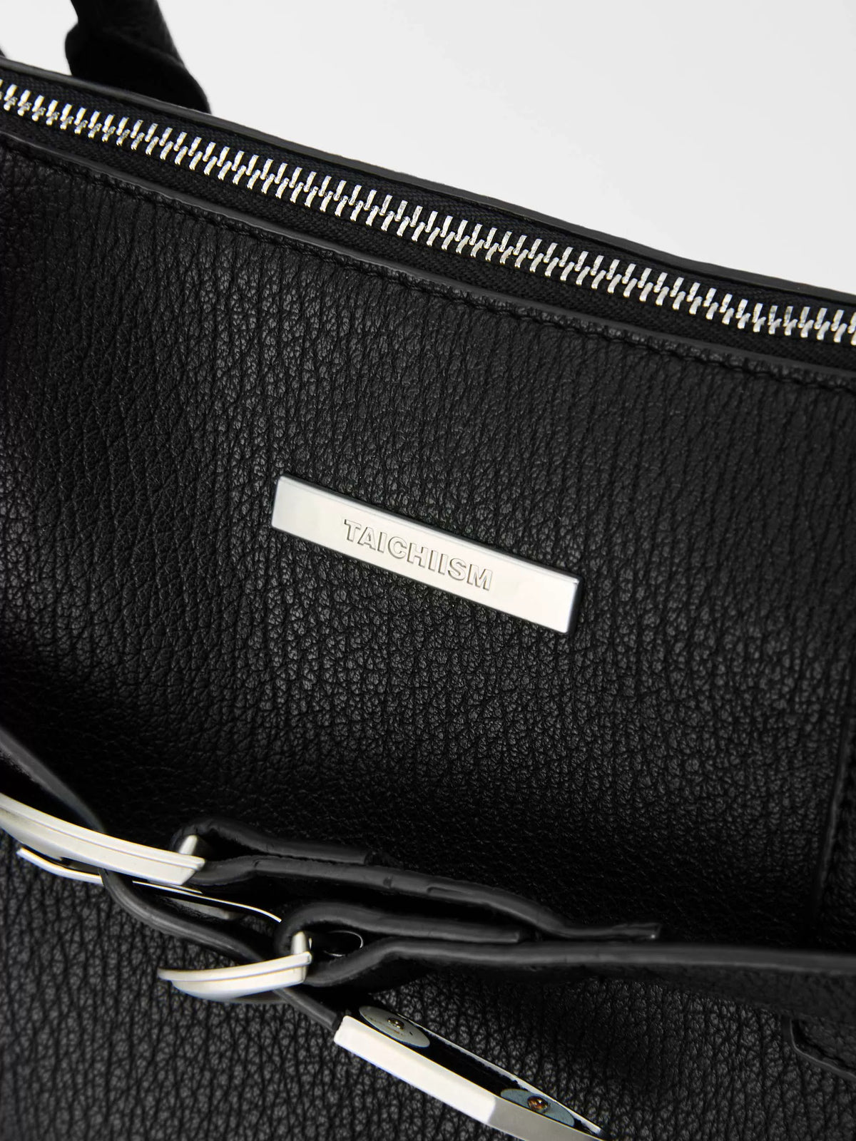Textured Faux Leather Buckle Tote Bag
