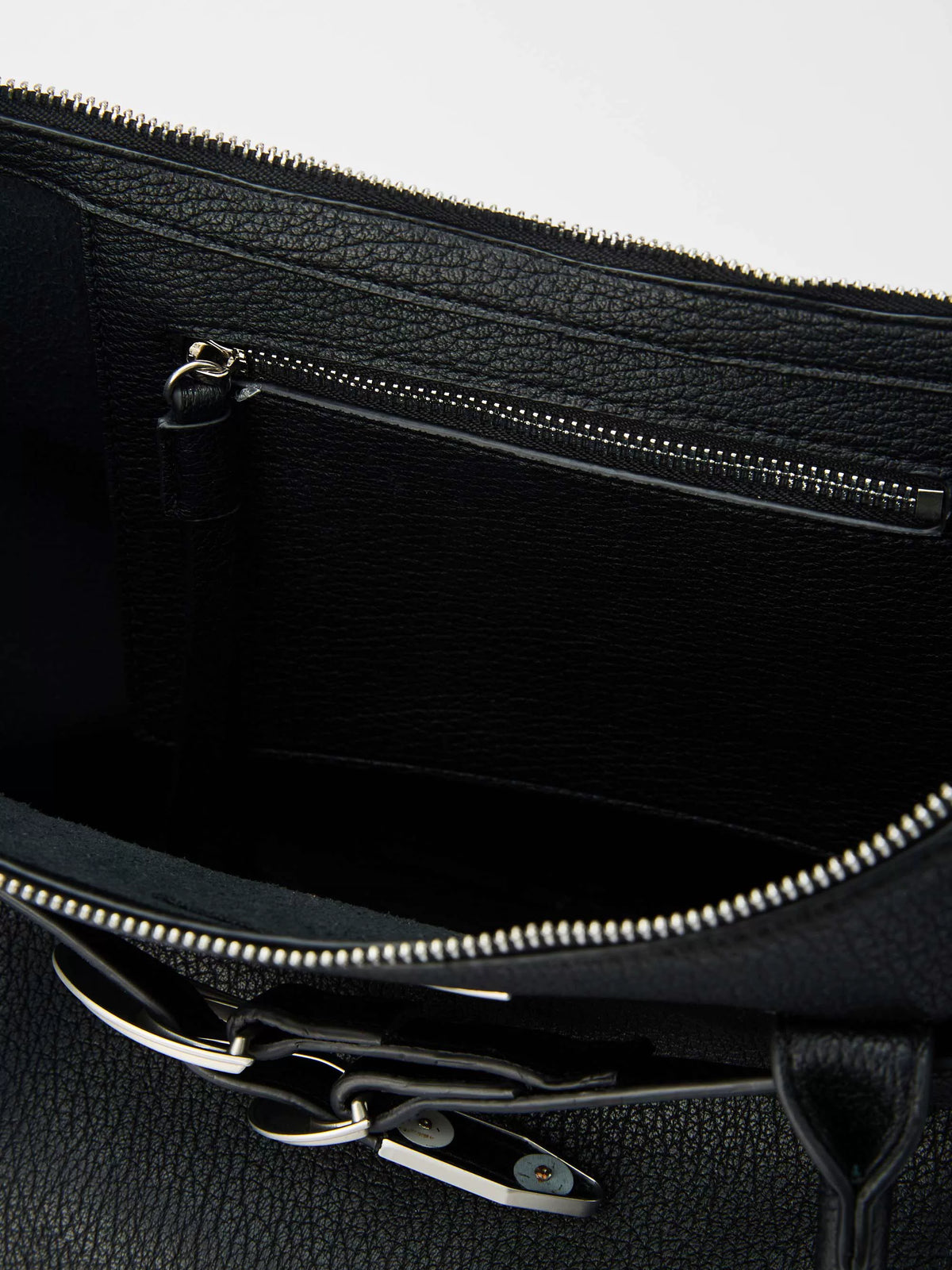 Textured Faux Leather Buckle Tote Bag