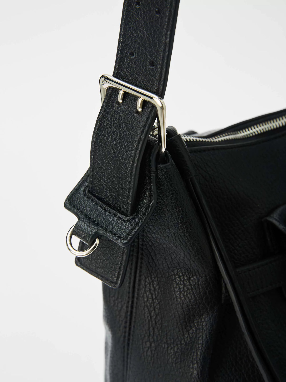 Textured Faux Leather Buckle Tote Bag