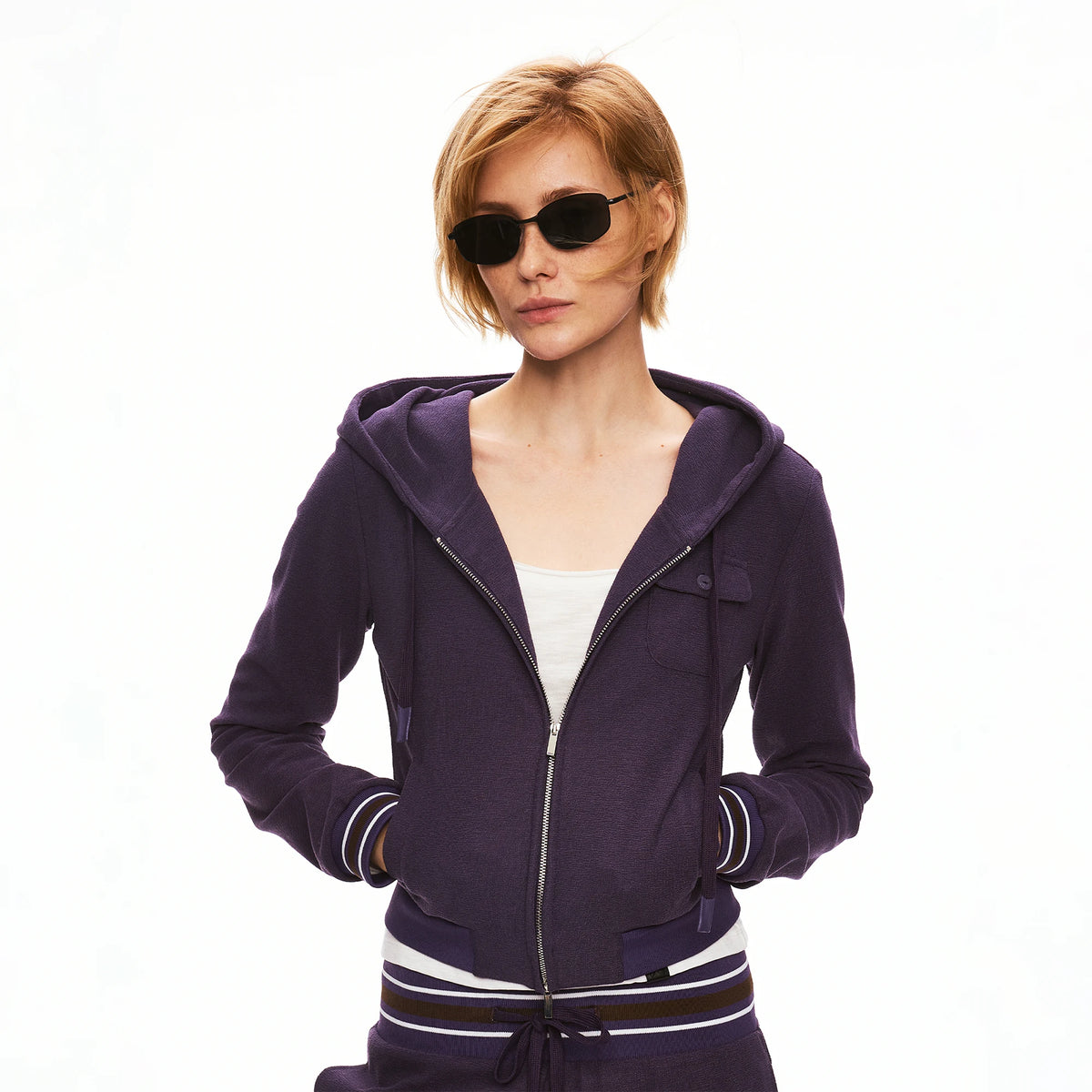 Textured Knit Relaxed Zip-Up Hoodie Set