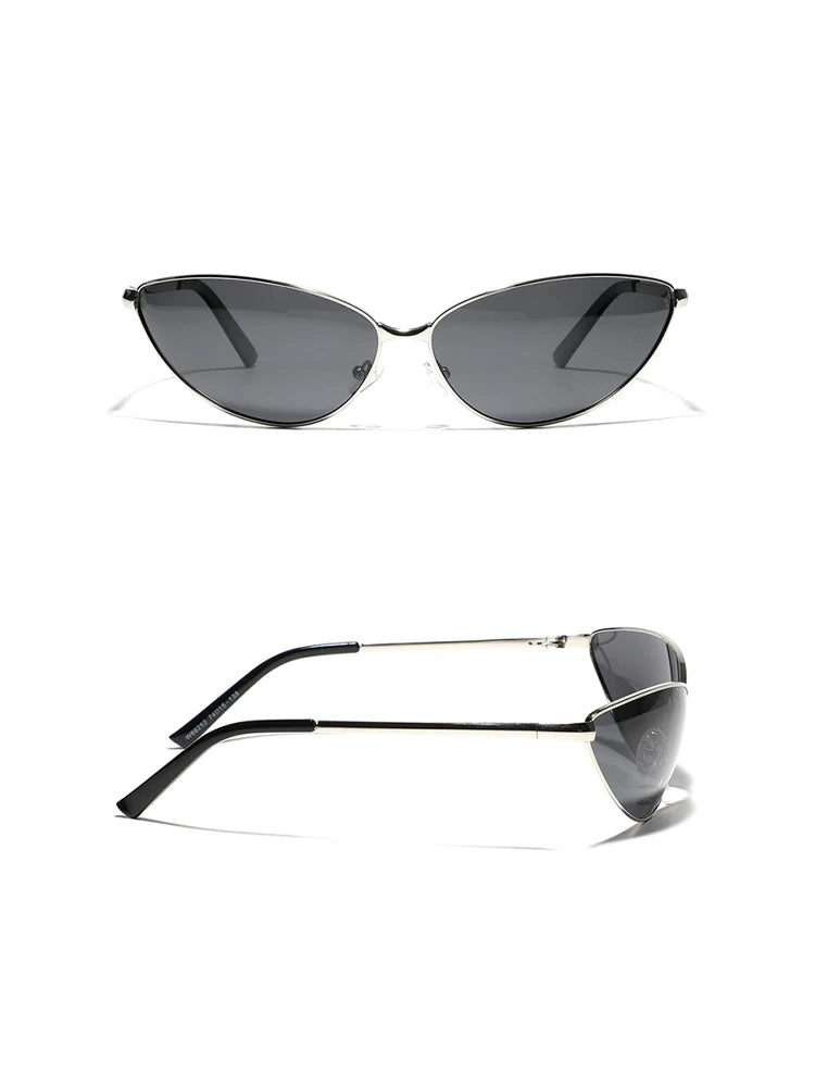 Triangular Cat-Eye Sunglasses — Black triangular sunglasses shown from back